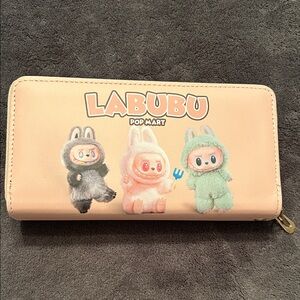 Labubu Pop Mart Wallet/Wristlet with Cute Characters. Light Peach color.
